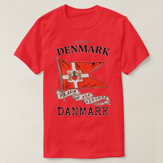Antique Flag of Denmark T-Shirt (Design Front)
