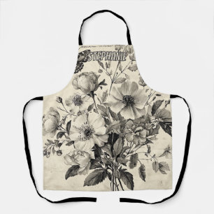 Antique Floral Arrangement - Monochrome Butterfly Apron