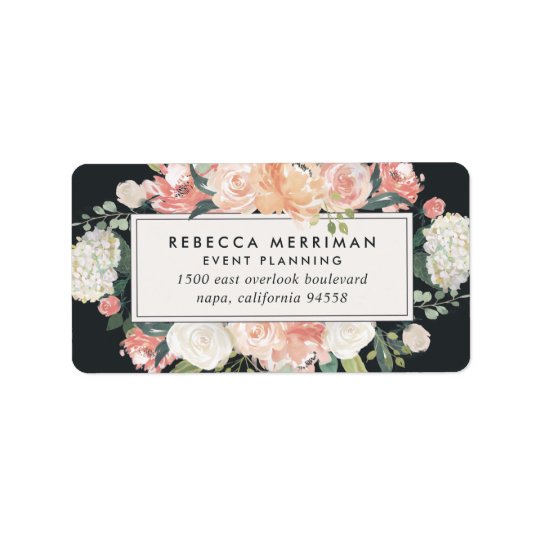 Antique Floral Blush & Charcoal Return Address