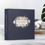 Antique Floral Blush & Navy Binder<br><div class="desc">Keep track of your product inventory, appointments, customer data and more with our chic floral binder. Design features your name and/or business name framed by a border of lush watercolor rose and peony flowers in blush pink, cream and peach, on a contrasting deep midnight navy blue background. Personalize the spine...</div>
