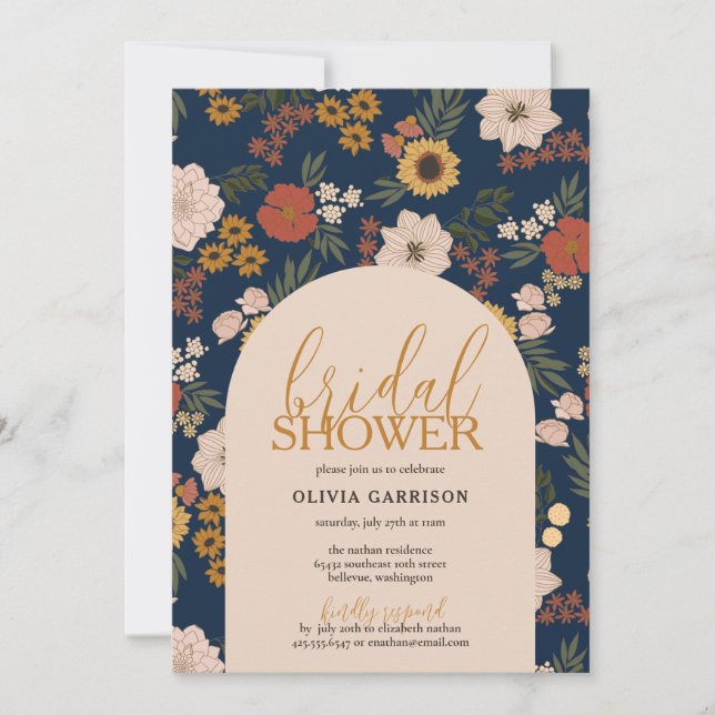 Antique Floral Bridal Shower Invitation (Front)