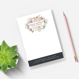 Antique Floral Charcoal Stripe Post-it Notes