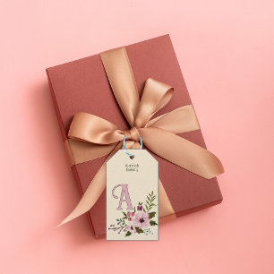 Antique Floral Custom Monogram Initial Gift Tags