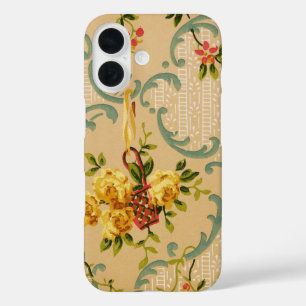 Antique Floral Decorative Wallpaper Pattern iPhone 16 Case