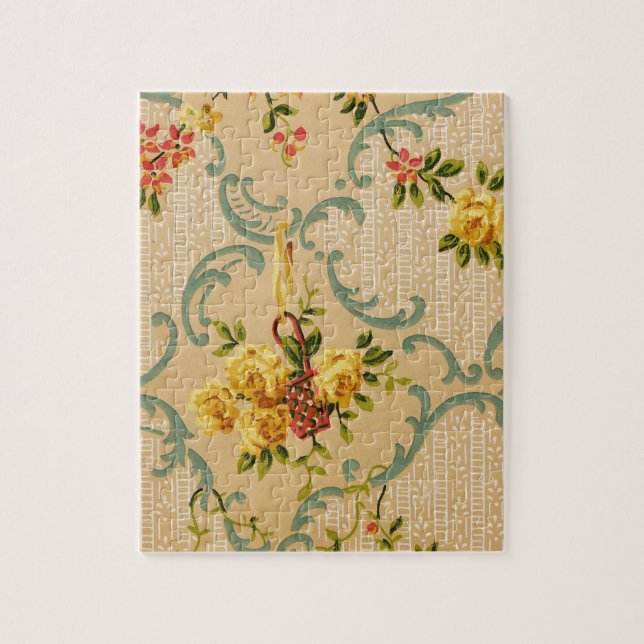 Antique Floral Decorative Wallpaper Pattern Jigsaw Puzzle (Vertical)