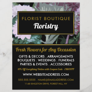 Antique Floral Design, Floristry Advertising Flyer