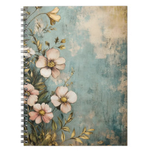 Antique floral design with a textured or aged look notebook