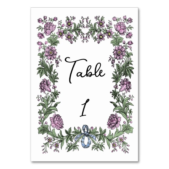 Antique Floral Engraving  Table Number (Front)