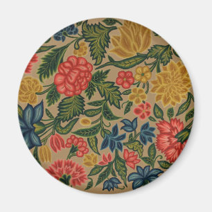 Antique floral flower artwork tapestry needlework magnet