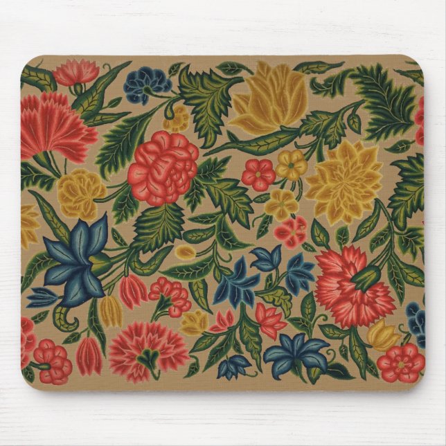 Antique floral flower artwork tapestry needlework mouse pad (Front)