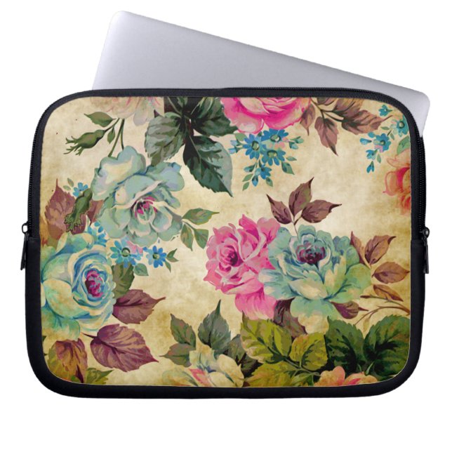 Antique Floral Laptop Sleeve (Front)