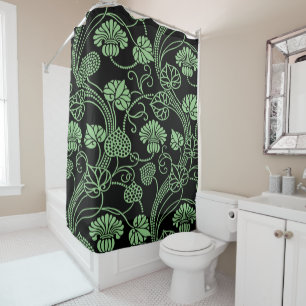 Antique Floral Pattern Black and Green