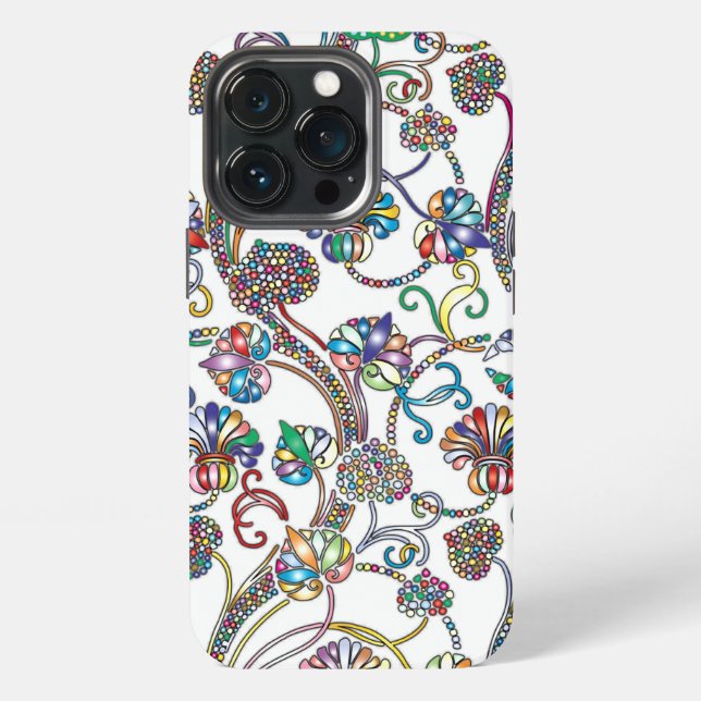 Antique Floral Pattern Multi Colour on White  iPhone Case (Back)