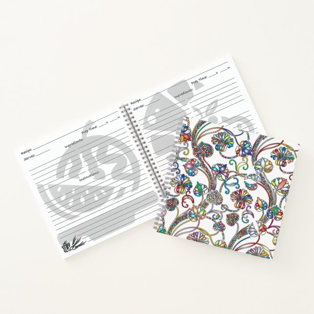 Antique Floral Pattern Multi Colour on White Notebook (Inside)