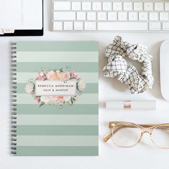 Antique Floral Sage Stripe Notebook (Creator Uploaded)