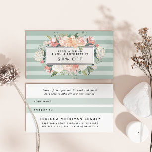 Antique Floral   Sage Stripe Referral Card