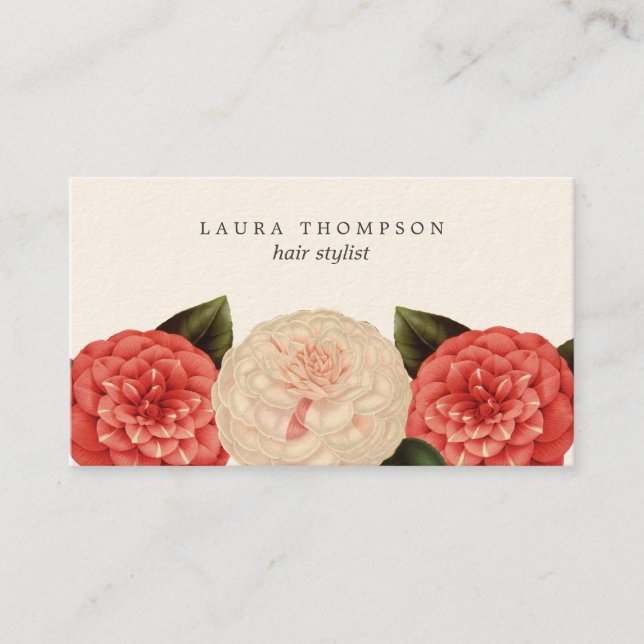 Antique Floral Stylist Business Card Template (Front)