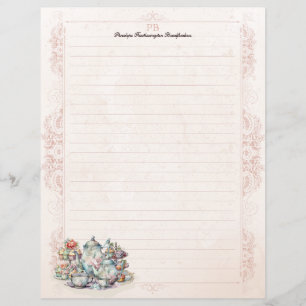 Antique Floral Tea Party Monogramme Papier à lettr