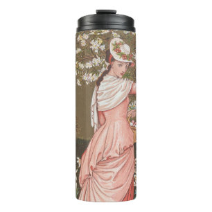 Antique Floral Valentine Card, Victorian Era, 1876 Thermal Tumbler