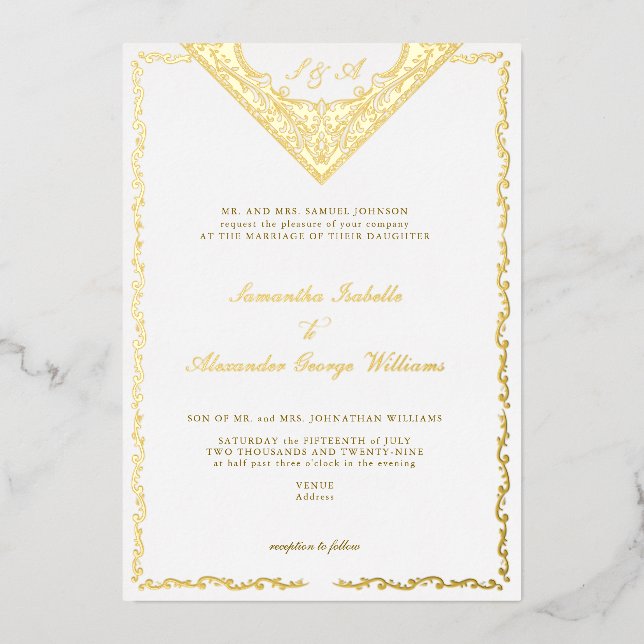 Antique Floral Western Vintage Monogram Wedding (Front)
