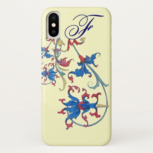 ANTIQUE FLORENTINE FLORAL MOTIFS MONOGRAM,Cream Case-Mate iPhone Case (Back)