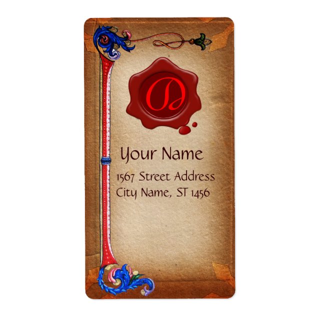 ANTIQUE FLORENTINE PARCHMENT RED WAX SEAL MONOGRAM (Front)