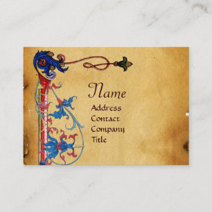 ANTIQUE FLORENTINE PARCHMENT RED WAX SEAL MONOGRAM BUSINESS CARD