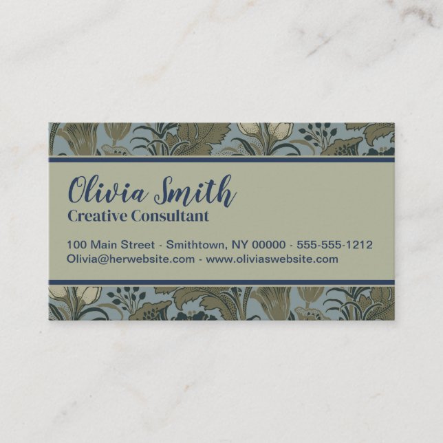 Antique Flower Morris Garden Floral Wallpaper Business Card (Front)