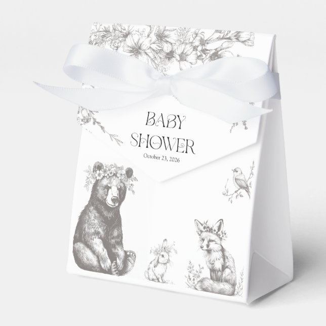 Antique Forest Animals Baby Shower Favor Box (Front Side)