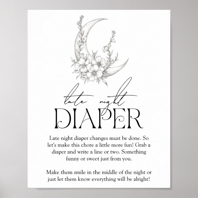 Antique Forest Baby Shower 'Late Night Diaper' Poster (Front)