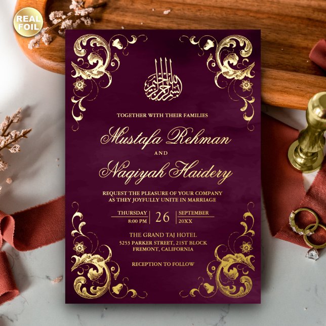 Antique Frame Plum Purple Islamic Wedding Gold (Creator Uploaded)