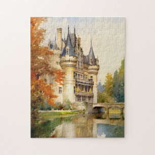 Antique French Castle Watercolor Puzzle  