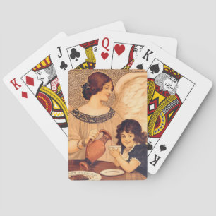 Antique French Chocolate Angel Poster: Vintage Art Playing Cards