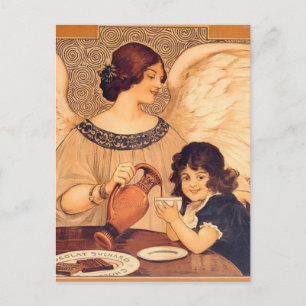 Antique French Chocolate Angel Poster: Vintage Art Postcard