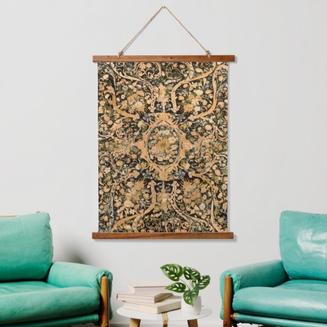 Antique French Floral Print Hanging Tapestry (Living Room)