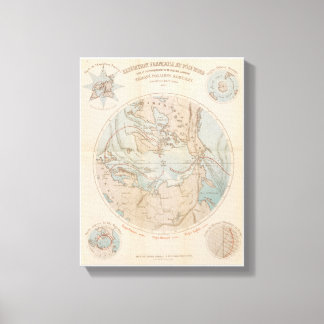 Antique French North Pole Arctic Map 1867 Canvas Print