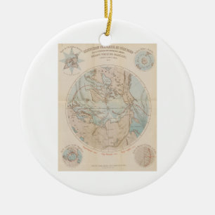 Antique French North Pole Arctic Map 1867 Ceramic Ornament