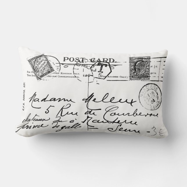 Antique French Postcard Stamps Paris Pillow (Front)