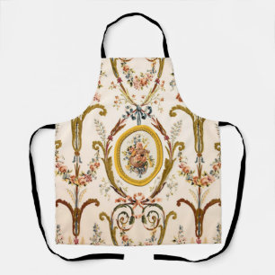 Antique French Rococo Floral Gold Cream Elegant Apron