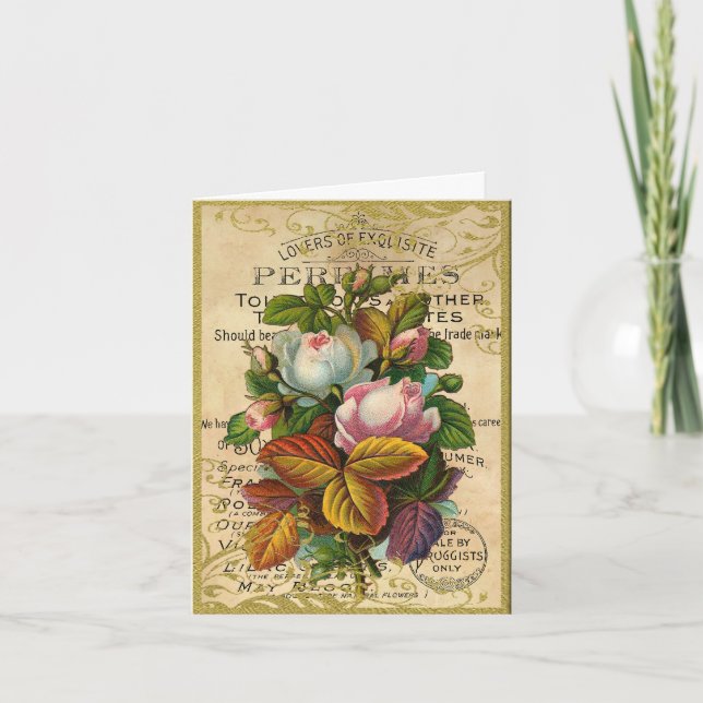 Antique French Roses Thank You Card (Front)