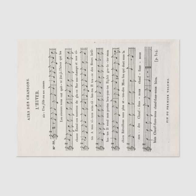 Antique French Sheet Music "The Winter" Decoupage  (Front)