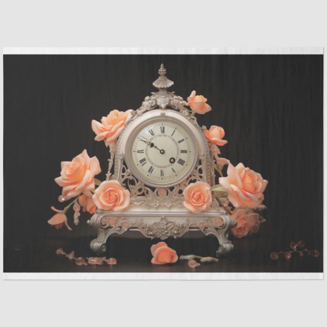 Antique French Table Clock 2 Decoupage Paper (Front)