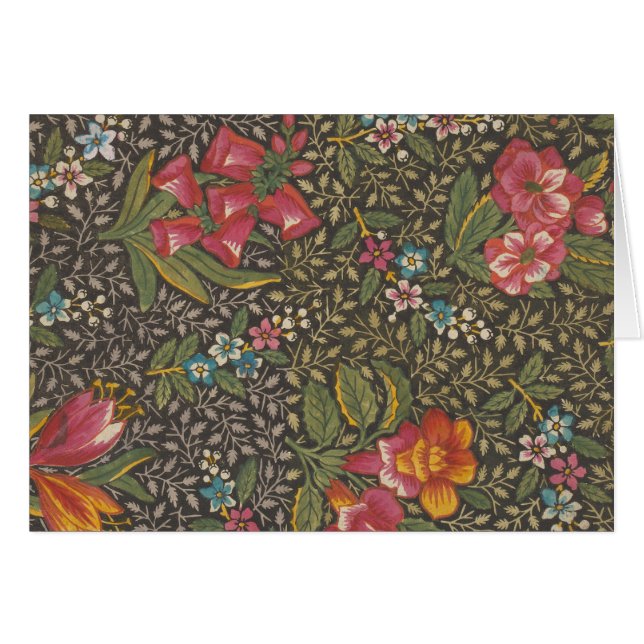 Antique French Toile de Jouy 1800s Floral Branches (Front Horizontal)