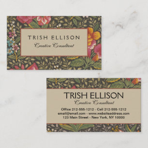 Antique French Toile de Jouy 1800s Floral Branches Business Card