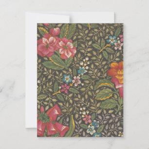 Antique French Toile de Jouy 1800s Floral Branches Postcard