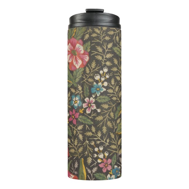 Antique French Toile de Jouy 1800s Floral Branches Thermal Tumbler (Front)