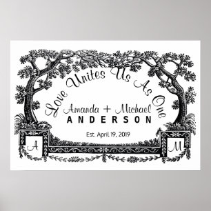 Antique French Trees Frame Personalized Wedding Poster