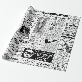 antique french victorian newspaper  wrapping paper