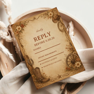 Antique Frontier Rustic RSVP Card