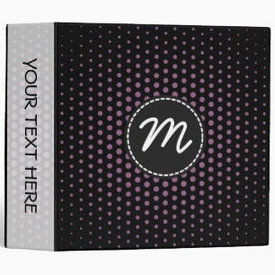 Antique fuchsia Techno Dots Modern Black Monogram Binder
